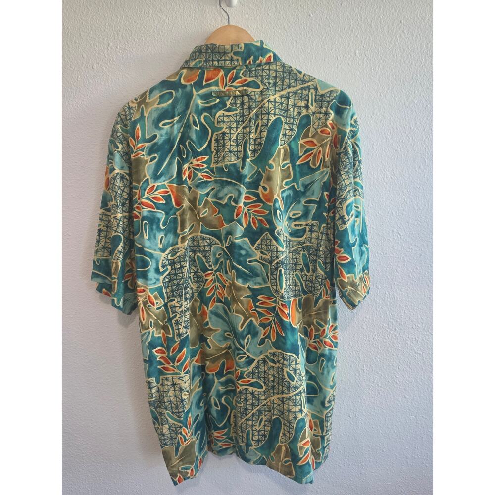 Vintage The Territory Ahead Mens L Abstract Hawaiian Shirt Tropical Rayon Teal - Picture 4 of 8